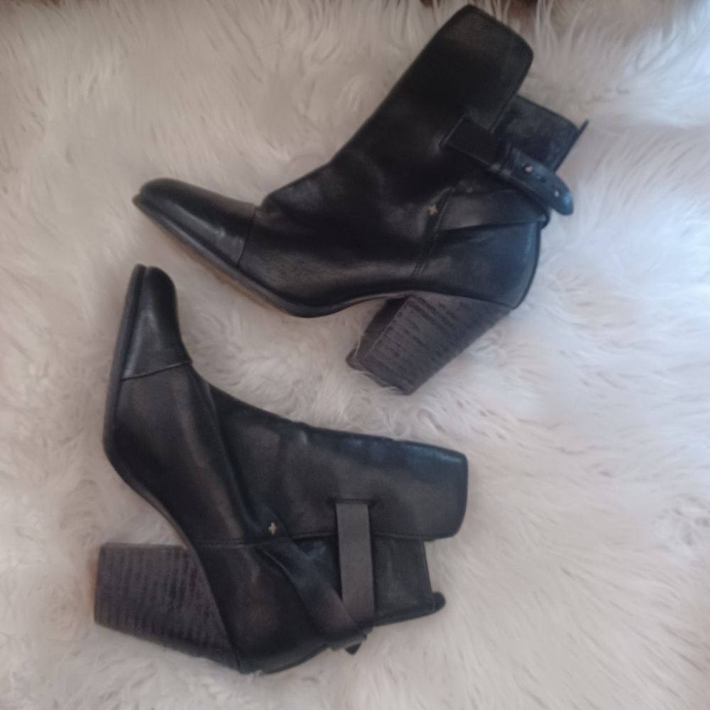 Rag & Bone Kinsey black leather Ankle Boot 38.5-FLAW